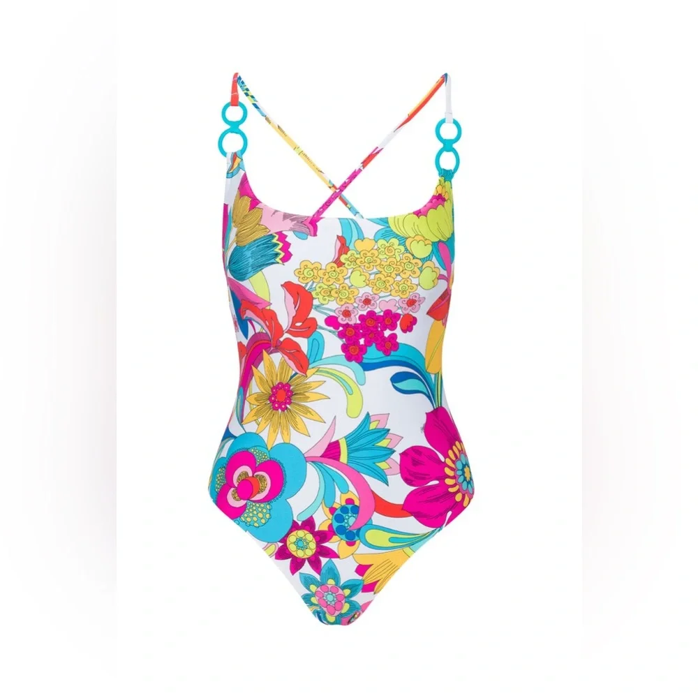 NWT Trina Turk Fontaine Twist Back Convertible One Piece Swimsuit - Picture 3 of 16